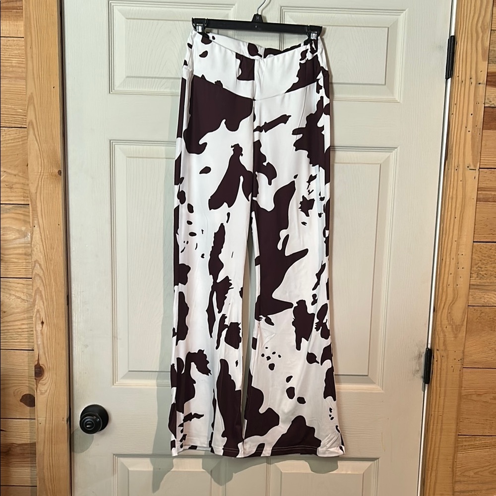 SHEIN Brown and White Cow Pattern Pants